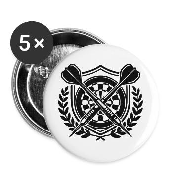 Dartpfeile Lorbeerkranz Wappen - Buttons groß 56 mm (5er Pack) - Weiß - Vorne