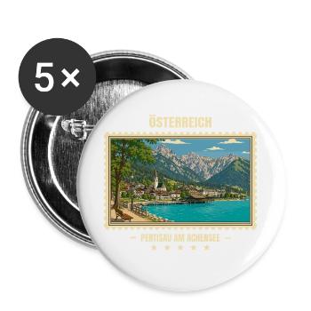 Österreich Pertisau am Achensee Vintage Reisemarke - Buttons groß 56 mm (5er Pack) - Weiß - Vorne