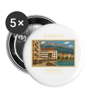 Österreich Innsbruck Vintage Reisemarke - Buttons groß 56 mm (5er Pack) - Weiß - Vorne