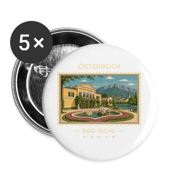 Österreich Bad Ischl Vintage Reisemarke - Buttons groß 56 mm (5er Pack) - Weiß - Vorne