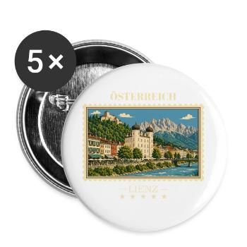 Österreich Lienz Vintage Reisemarke - Buttons groß 56 mm (5er Pack) - Weiß - Vorne