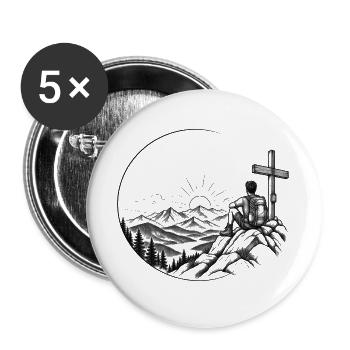 Wanderer am Gipfel - Buttons groß 56 mm (5er Pack) - Weiß - Vorne