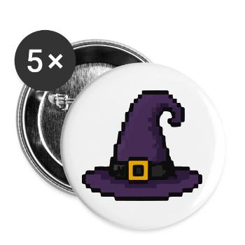 Pixel Hexenhut Purple - Buttons groß 56 mm (5er Pack) - Weiß - Vorne