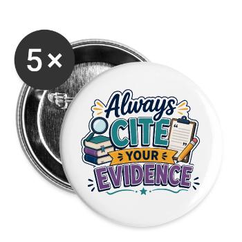 Immer Belege angeben – Lustiger Englischlehrer - Buttons groß 56 mm (5er Pack) - Weiß - Vorne