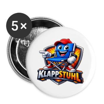 Klappstuhl Mascot Cartoon - Buttons groß 56 mm (5er Pack) - Weiß - Vorne