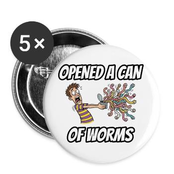 Hat eine Büchse der Pandora geöffnet – lustige Idiom-Zeichentrickserie - Buttons groß 56 mm (5er Pack) - Weiß - Vorne