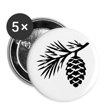Tannenzapfen Zweig - Buttons groß 56 mm (5er Pack) - Weiß - Vorne