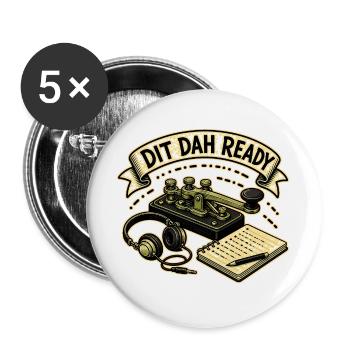 DIT DAH READY - Buttons groß 56 mm (5er Pack) - Weiß - Vorne