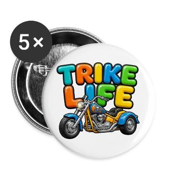 Trike Life - Colorful Bubble Trike - Buttons groß 56 mm (5er Pack) - Weiß - Vorne