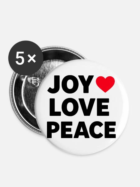 FREUDE LIEBE FRIEDEN - Buttons groß 56 mm (5er Pack) - Weiß