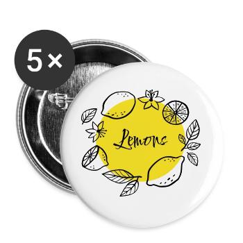 Zitronen  - Buttons groß 56 mm (5er Pack) - Weiß - Vorne