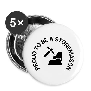 Proud To Be Stonemason (black) - Buttons groß 56 mm (5er Pack) - Weiß - Vorne