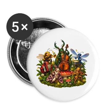 Waldmusik der Glühkäferbande Käferkonzert - Buttons groß 56 mm (5er Pack) - Weiß - Vorne