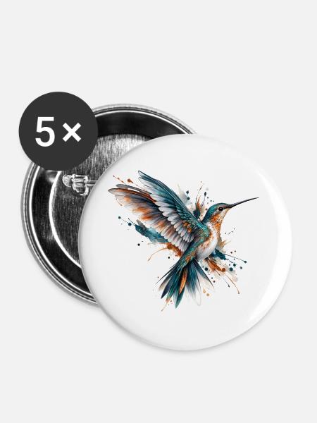 Kolibri - Buttons groß 56 mm (5er Pack) - Weiß
