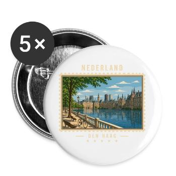 Nederland Den Haag Vintage Reisemarke - Buttons groß 56 mm (5er Pack) - Weiß - Vorne