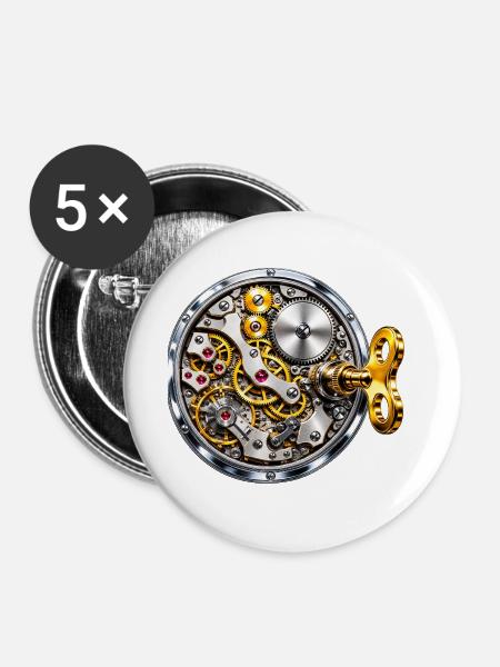 Gold Movement Mechanical - Buttons groß 56 mm (5er Pack) - Weiß