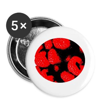 Comic-Stil Himbeeren - Buttons groß 56 mm (5er Pack) - Weiß - Vorne