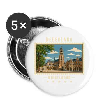 Nederland Middelburg Vintage Reisemarke - Buttons groß 56 mm (5er Pack) - Weiß - Vorne
