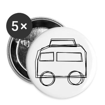 Campingbus handgezeichnet - Buttons groß 56 mm (5er Pack) - Weiß - Vorne