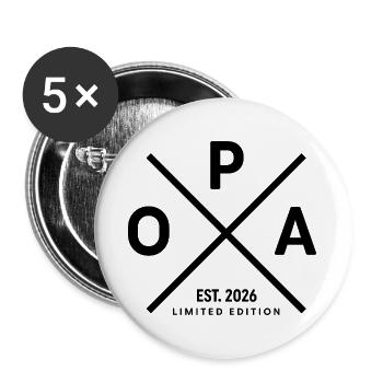 OPA EST. 2026 | Großvater Geschenk - Buttons groß 56 mm (5er Pack) - Weiß - Vorne