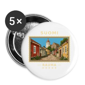 Suomi Rauma Vintage Reisemarke - Buttons groß 56 mm (5er Pack) - Weiß - Vorne