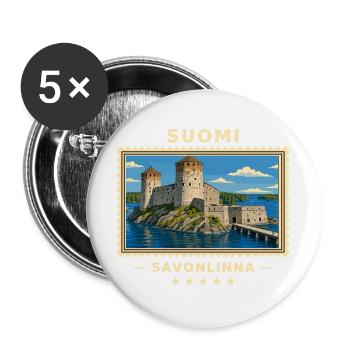 Suomi Savonlinna Vintage Reisemarke - Buttons groß 56 mm (5er Pack) - Weiß - Vorne