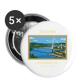 Suomi Jyväskylä Vintage Reisemarke - Buttons groß 56 mm (5er Pack) - Weiß - Vorne