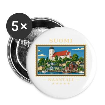 Suomi Naantali Vintage Reisemarke - Buttons groß 56 mm (5er Pack) - Weiß - Vorne