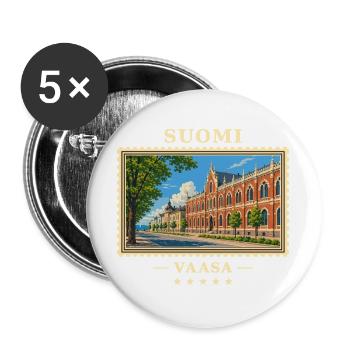 Suomi Vaasa Vintage Reisemarke - Buttons groß 56 mm (5er Pack) - Weiß - Vorne