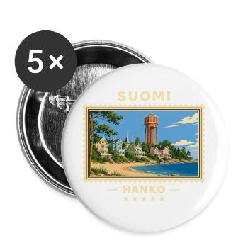 Suomi Hanko Vintage Reisemarke - Buttons groß 56 mm (5er Pack) - Weiß - Vorne