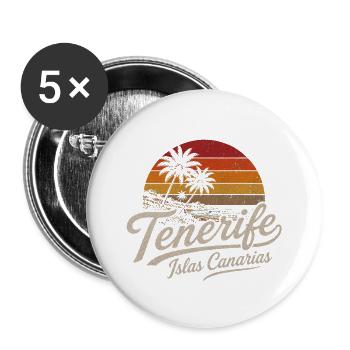 Teneriffa - Tenerife - Islas Canarias - Kanaren - Buttons groß 56 mm (5er Pack) - Weiß - Vorne