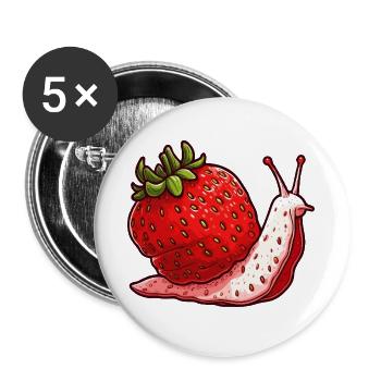 Erdbeer Schnecke - Buttons groß 56 mm (5er Pack) - Weiß - Vorne