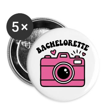 Bachelorette Kamera Logo - Buttons groß 56 mm (5er Pack) - Weiß - Vorne