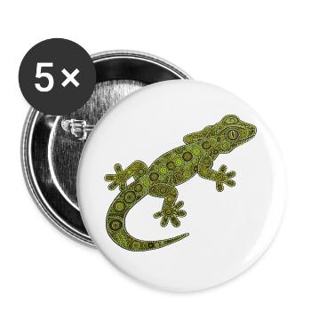 Gecko_gruen - Buttons groß 56 mm (5er Pack) - Weiß - Vorne