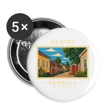 Suomi Kokkola Vintage Reisemarke - Buttons groß 56 mm (5er Pack) - Weiß - Vorne