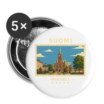 Suomi Mikkeli Vintage Reisemarke - Buttons groß 56 mm (5er Pack) - Weiß - Vorne