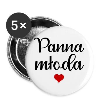 Polnische Braut - Buttons groß 56 mm (5er Pack) - Weiß - Vorne