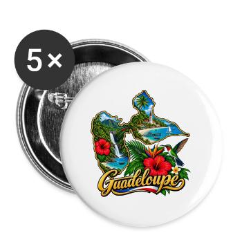 Guadeloupe Damen- und Kinderbekleidung - Buttons groß 56 mm (5er Pack) - Weiß - Vorne
