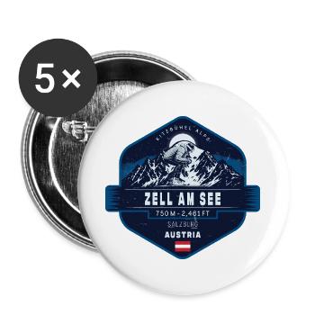 Zell am See Kitzbühel Alpen Salzburg Österreich Skifahren - Buttons groß 56 mm (5er Pack) - Weiß - Vorne