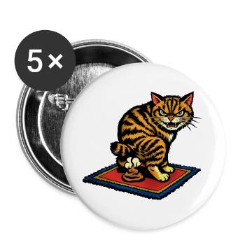 Tiger-Katze auf rotem Teppich: Rache ist süß! - Buttons groß 56 mm (5er Pack) - Weiß - Vorne