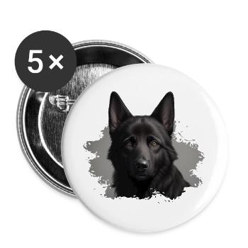 schwarzer schäferhund - Buttons groß 56 mm (5er Pack) - Weiß - Vorne