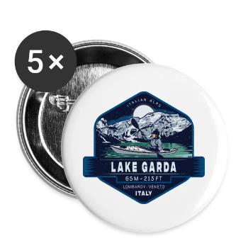 Gardasee, Lombardei, Venetien, Italien - Buttons groß 56 mm (5er Pack) - Weiß - Vorne