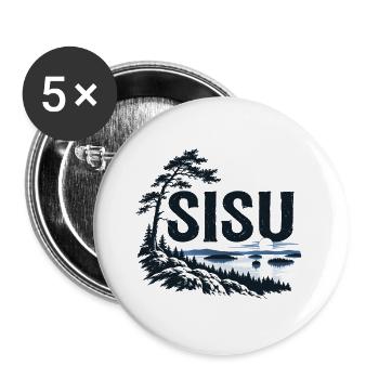 Sisu - Finland - Finnland - Suomi - Buttons groß 56 mm (5er Pack) - Weiß - Vorne