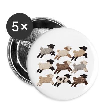  Schäfchen Herde - Buttons groß 56 mm (5er Pack) - Weiß - Vorne