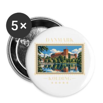 Danmark Kolding Vintage Reisemarke - Buttons groß 56 mm (5er Pack) - Weiß - Vorne