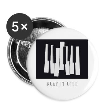 PLAY IT LOUD – Piano Music Design - Buttons groß 56 mm (5er Pack) - Weiß - Vorne