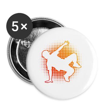 Geschenkidee für den Hip-Hop-Tänzer mit Breakdance - Buttons groß 56 mm (5er Pack) - Weiß - Vorne