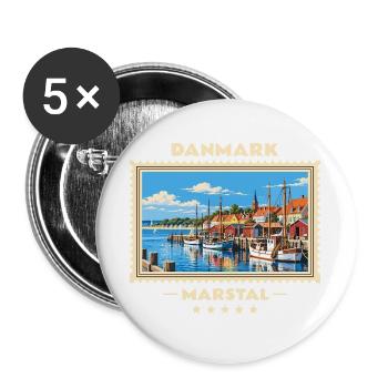 Danmark Marstal Vintage Reisemarke - Buttons groß 56 mm (5er Pack) - Weiß - Vorne