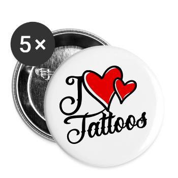 I Love Tattoos - Buttons groß 56 mm (5er Pack) - Weiß - Vorne