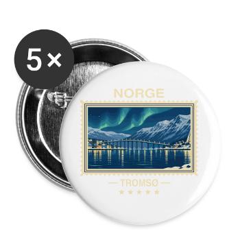 Norwegen Tromsø Vintage Reisemarke - Buttons groß 56 mm (5er Pack) - Weiß - Vorne